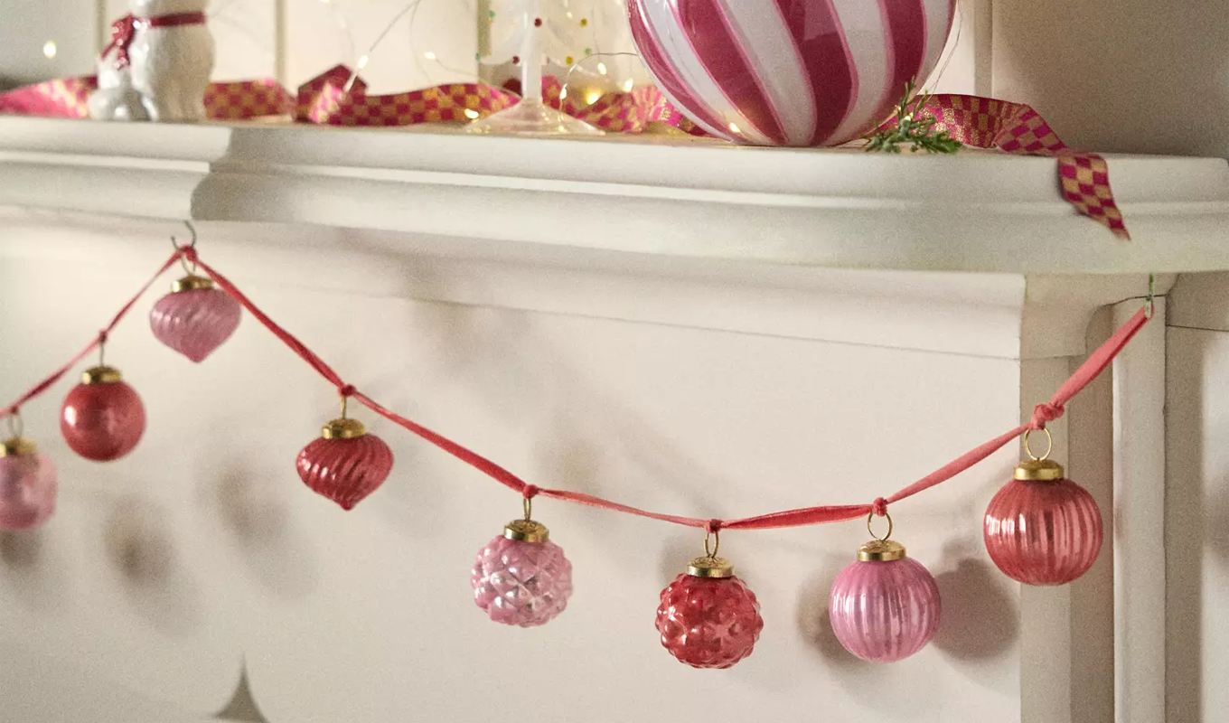 pink ornament garland anthropologie holiday decor on sale