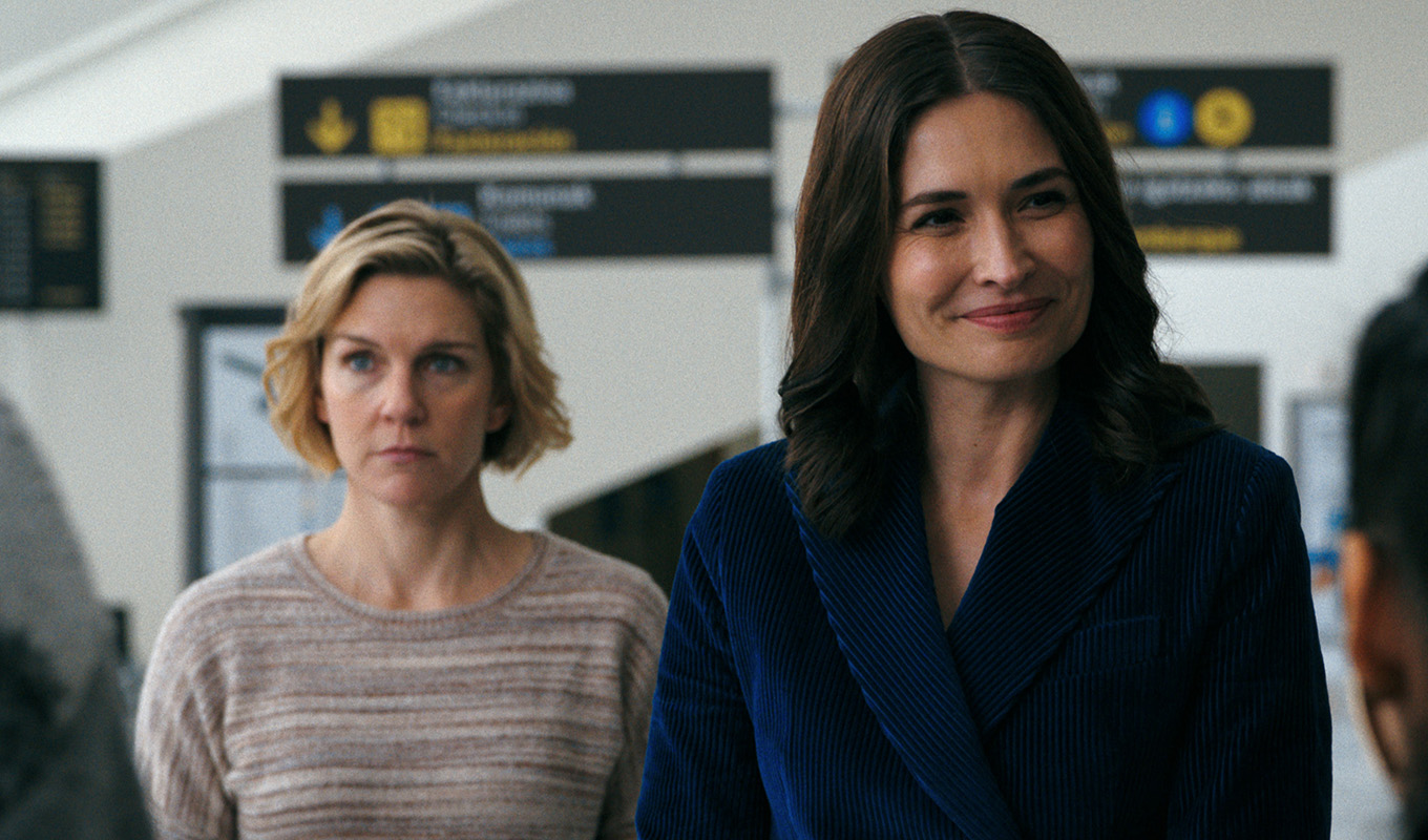 Rhea Seehorn and Karolina Wydra in "Pluribus," now streaming on Apple TV.