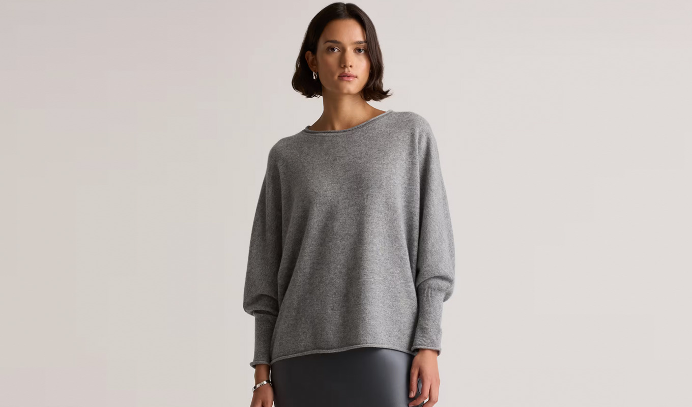 quince cyber monday sale grey batwing crewneck sweater