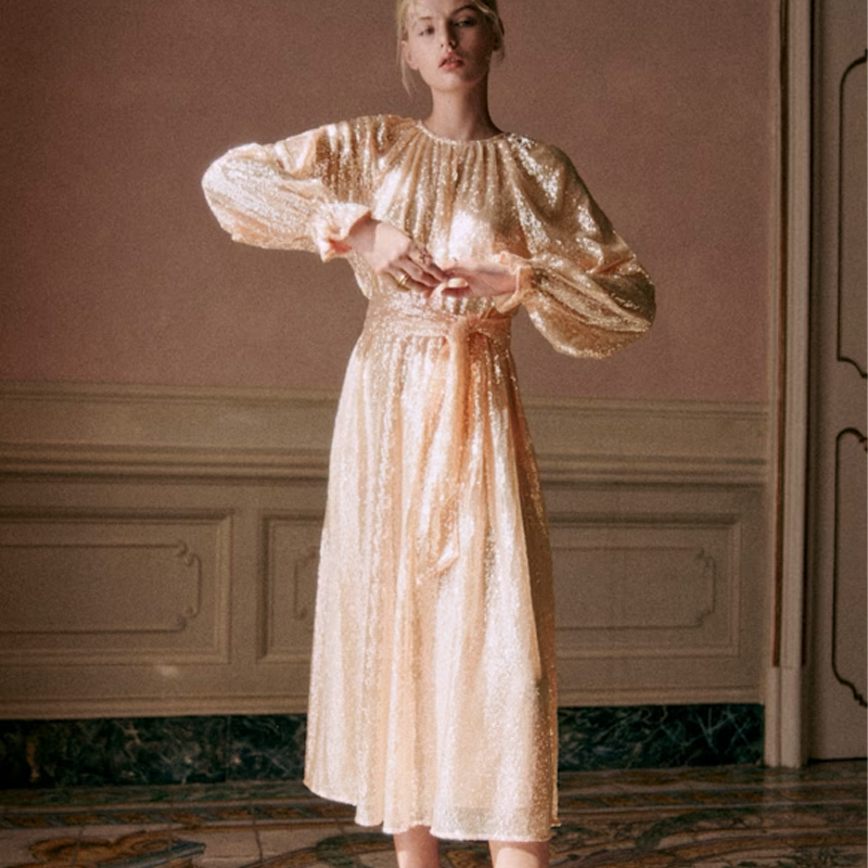 sezane sequin midi dress
