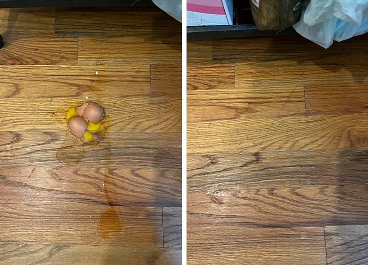 tineco vacuum mop review: before and after egg spill
