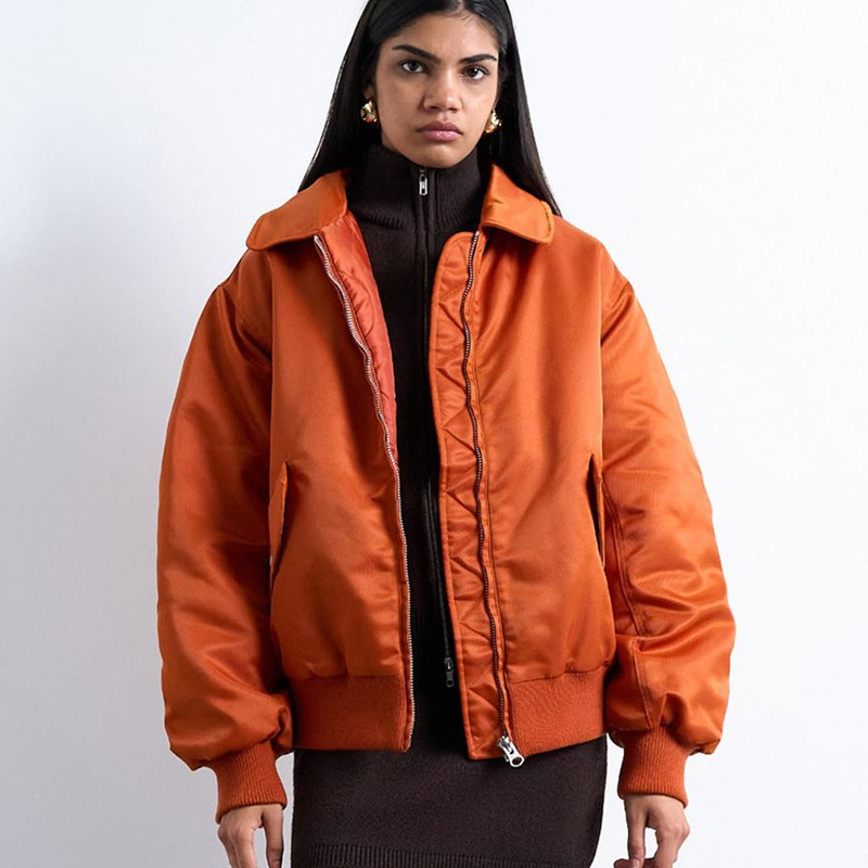 topshop winter citrus orange bomber jacket