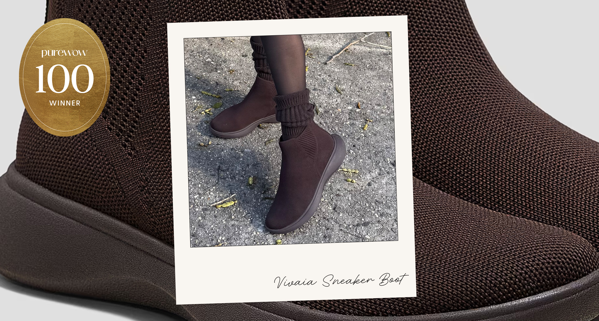 Vivaia Sneaker Boots Review: Original photo of brown Vivaia Sneaker Boots on editor Stephanie Maida with chunky brown socks