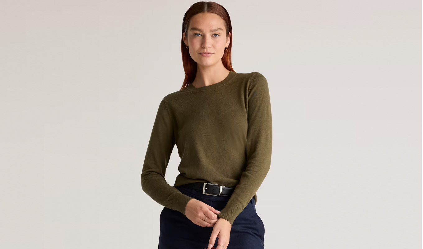 black friday sale olive green crewneck sweater quince