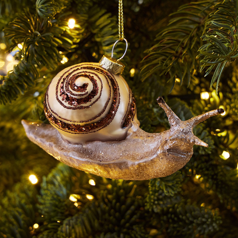 french christmas style glass snail ornament