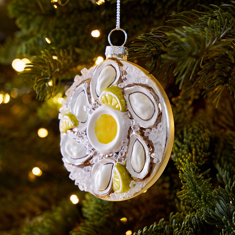 french christmas style oyster platter ornament