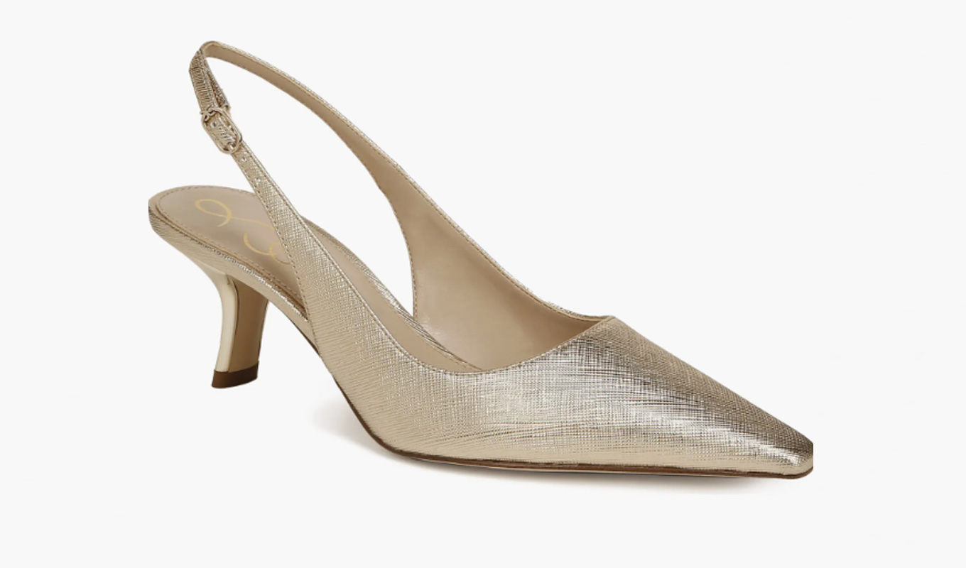 sam edelman gold pointed toe slingback heels
