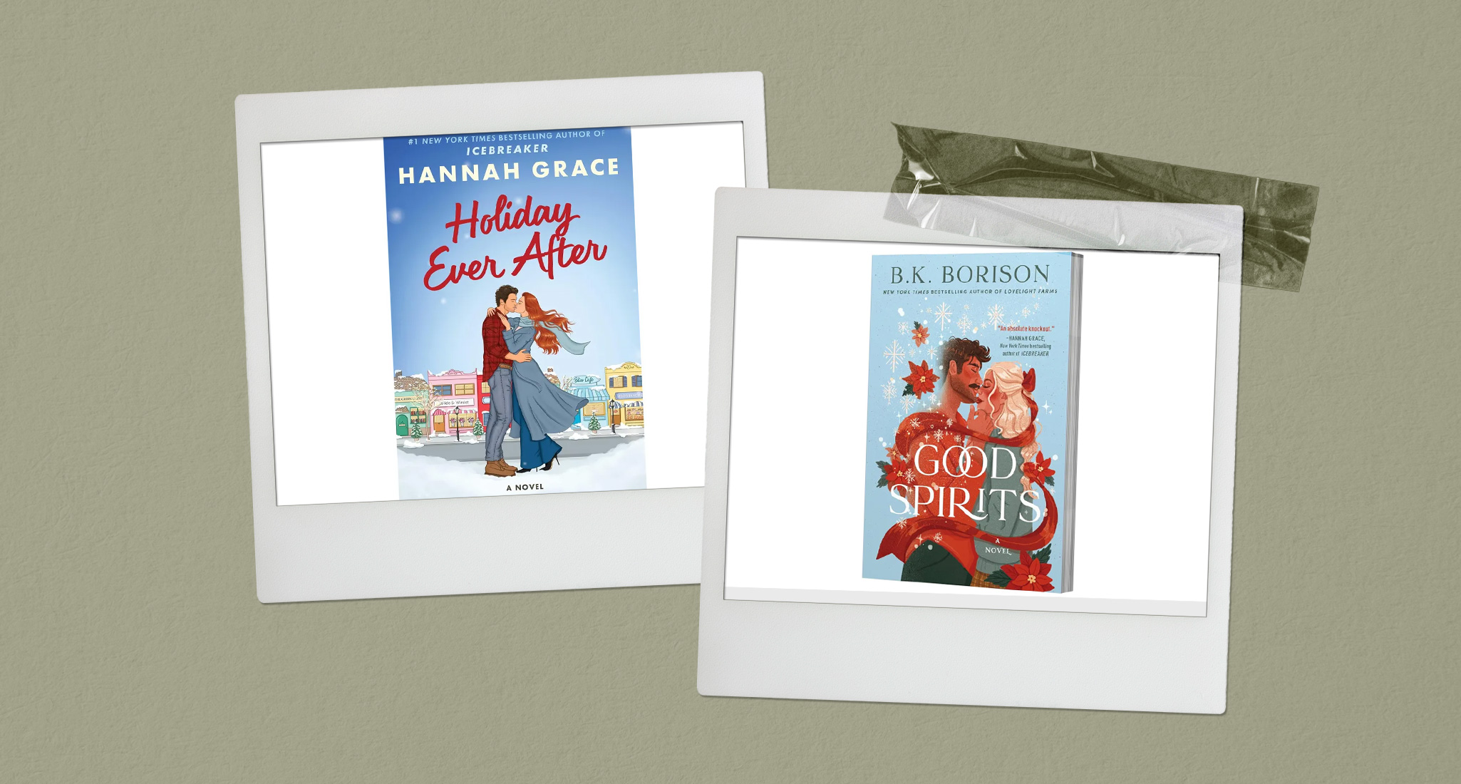 holiday rom com books collage