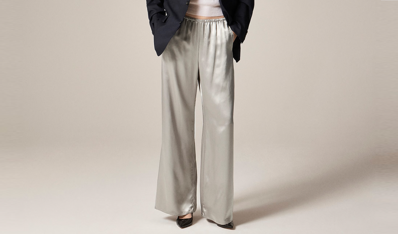 Satin Pants for New Year's Eve: J.Crew Silver Satin Viscose Pants