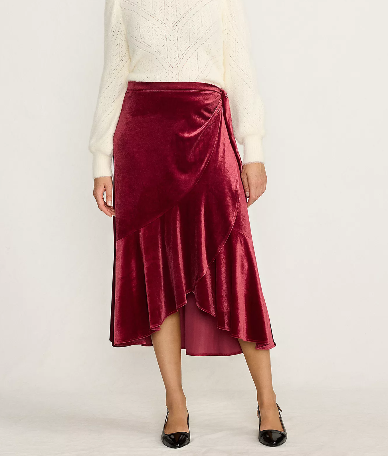 lands end velvet wrap skirt