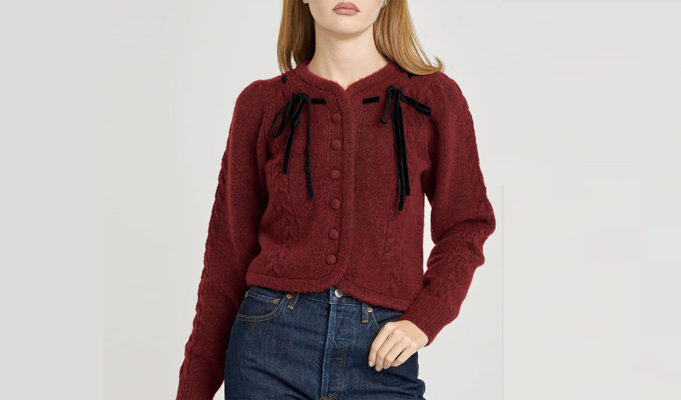 nordstrom half yearly burgundy bow cardigan