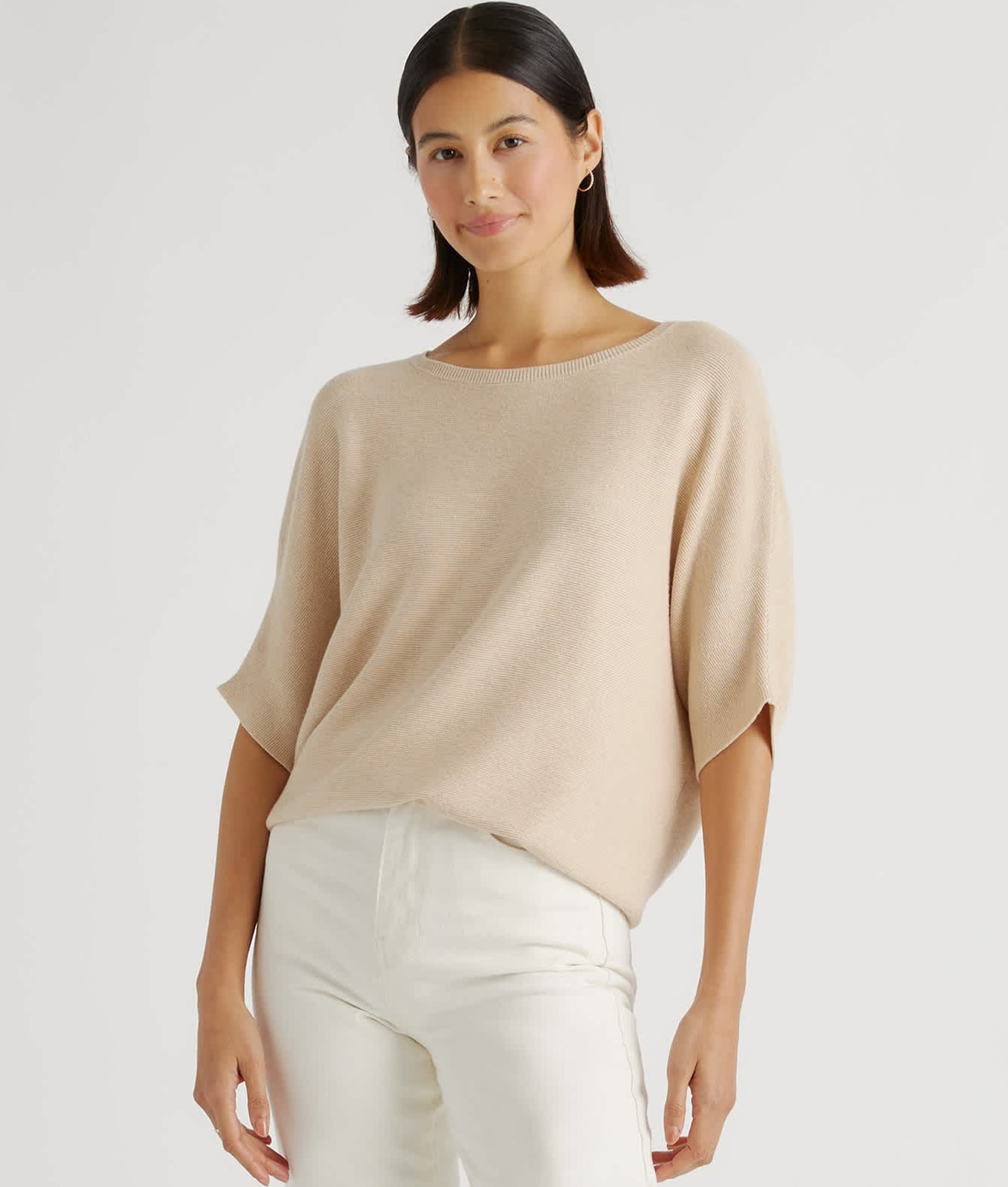 The Quince Lightweight Cotton-Cashmere Dolman Sweater.