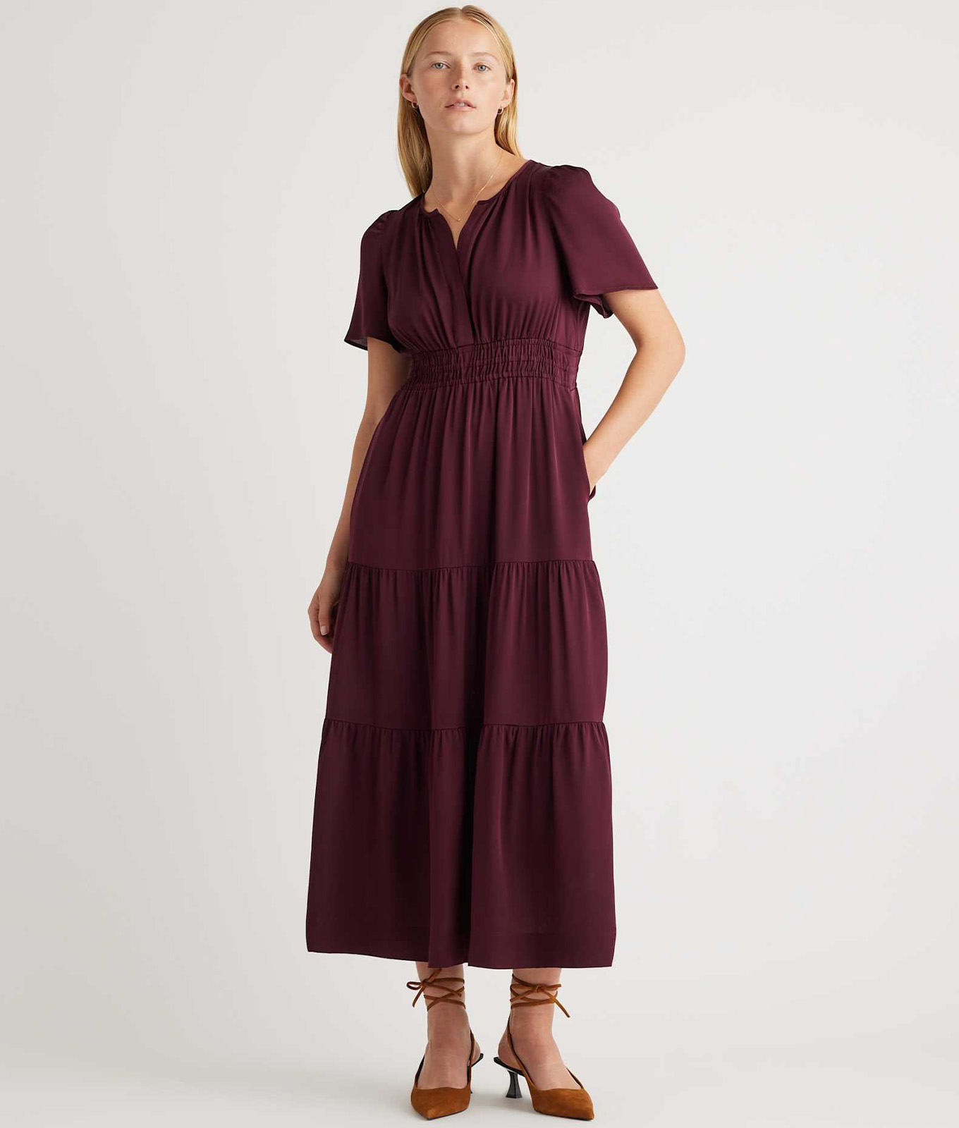 The Quince Washable Stretch-Silk Maxi Dress.