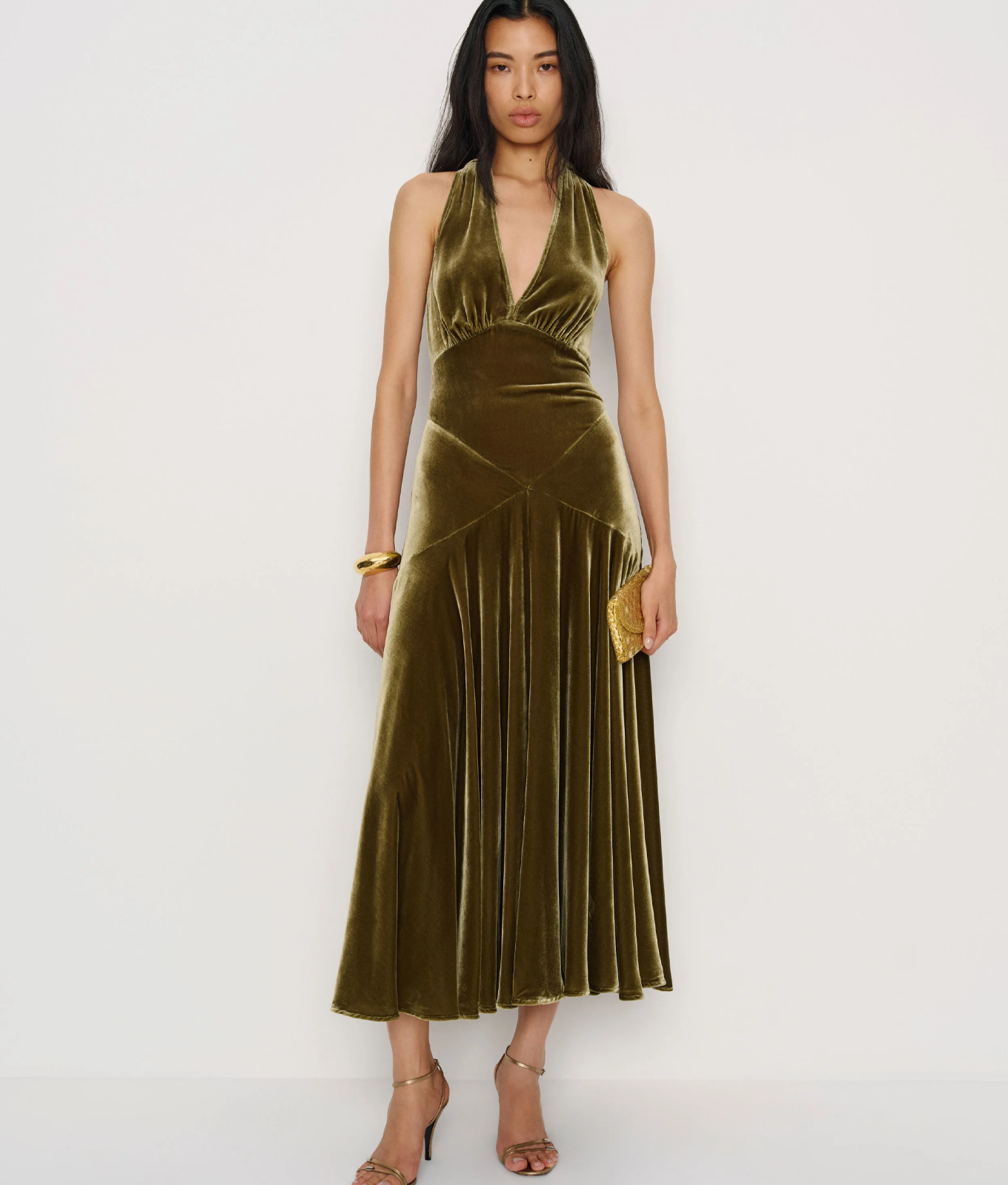reformation velvet halter dress