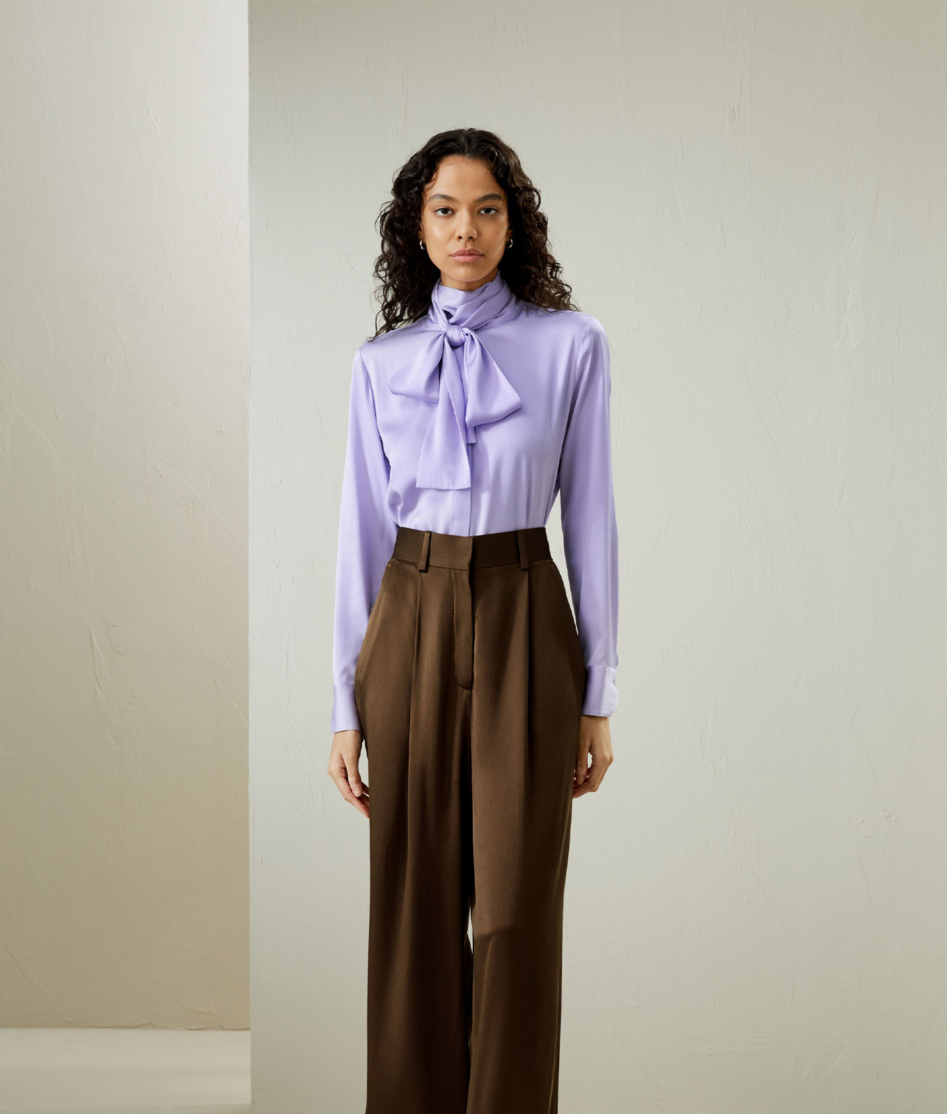 victorian collar trend: lilysilk turtleneck ribbon blouse