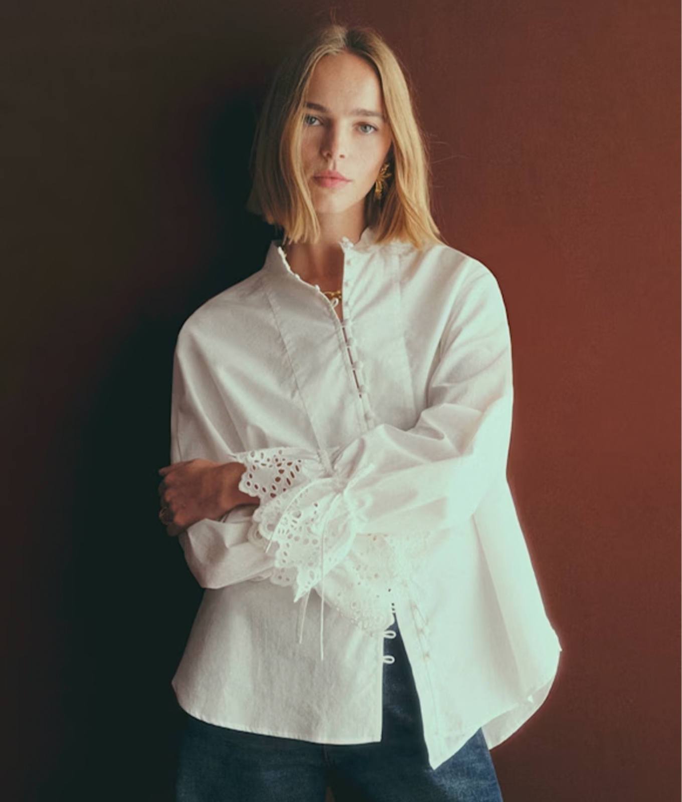 victorian collar trend: sézane faria shirt