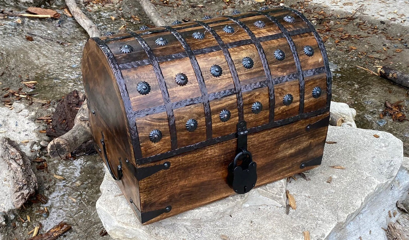 a wooden treasure chest