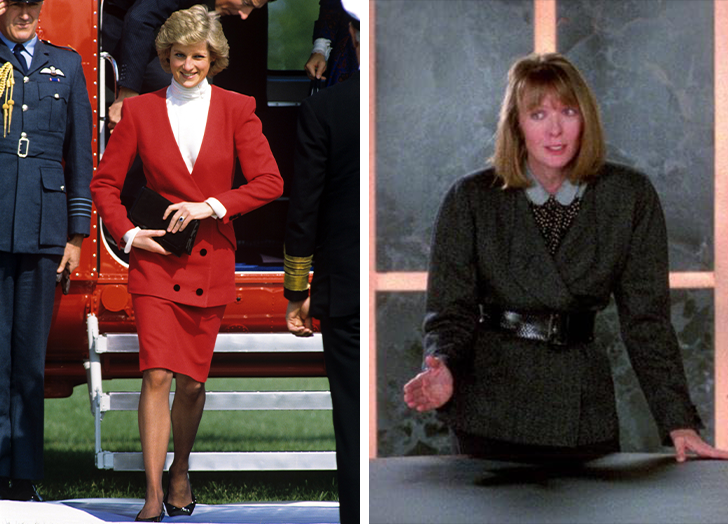 '80s power suit trend: princess diana and diane keaton in baby boom