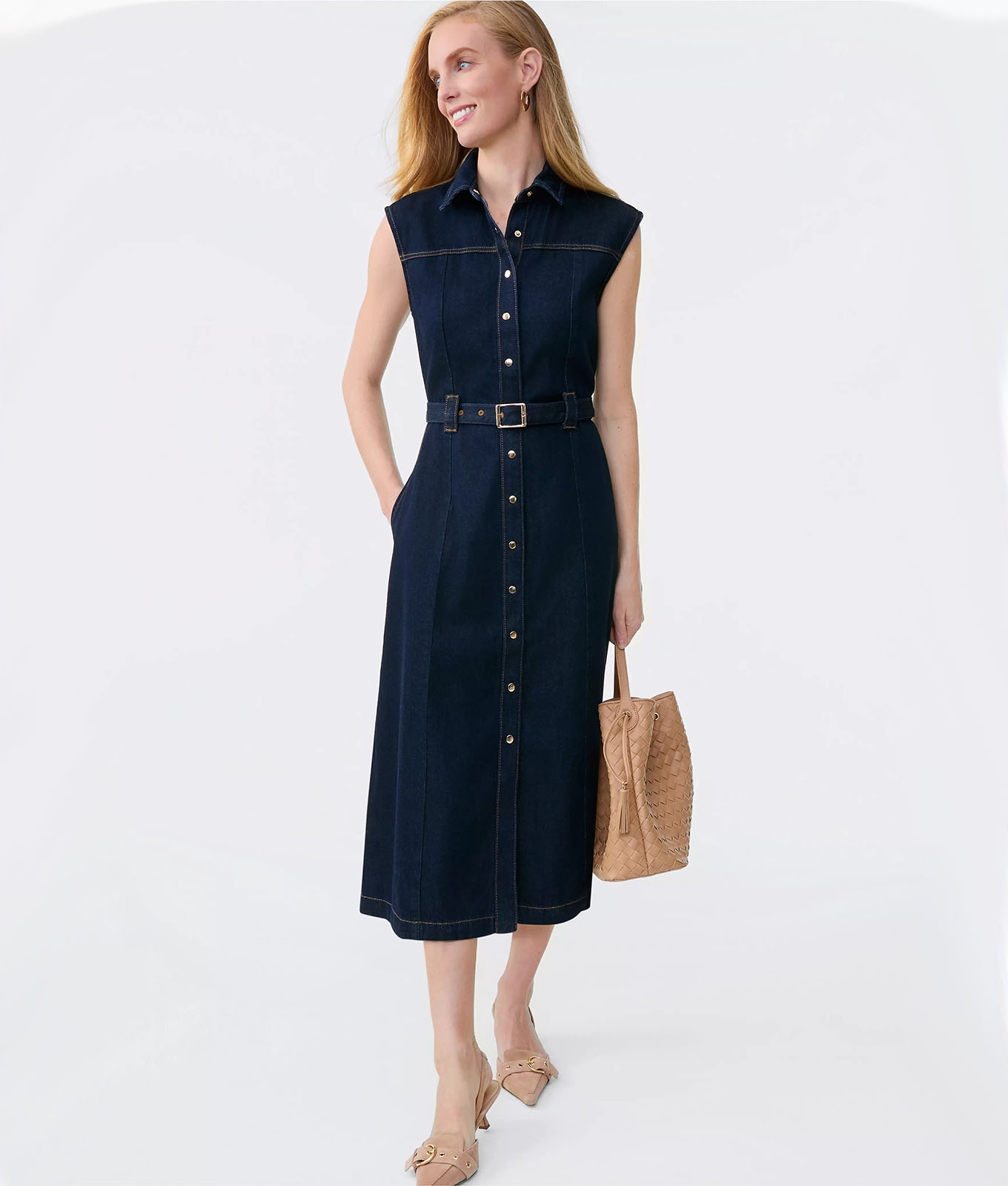 The Ann Taylor Belted Denim Shirtdress.