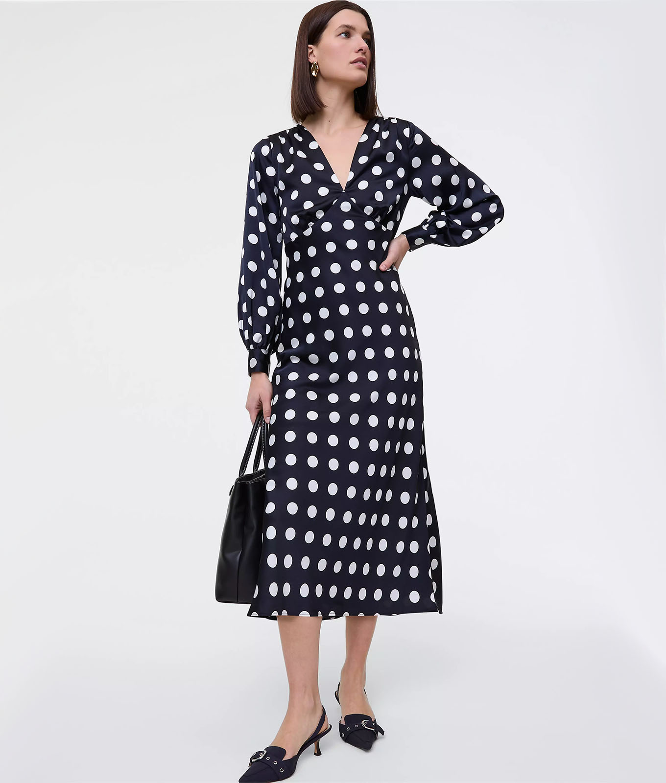 The Ann Taylor Satin Dotted Dress.