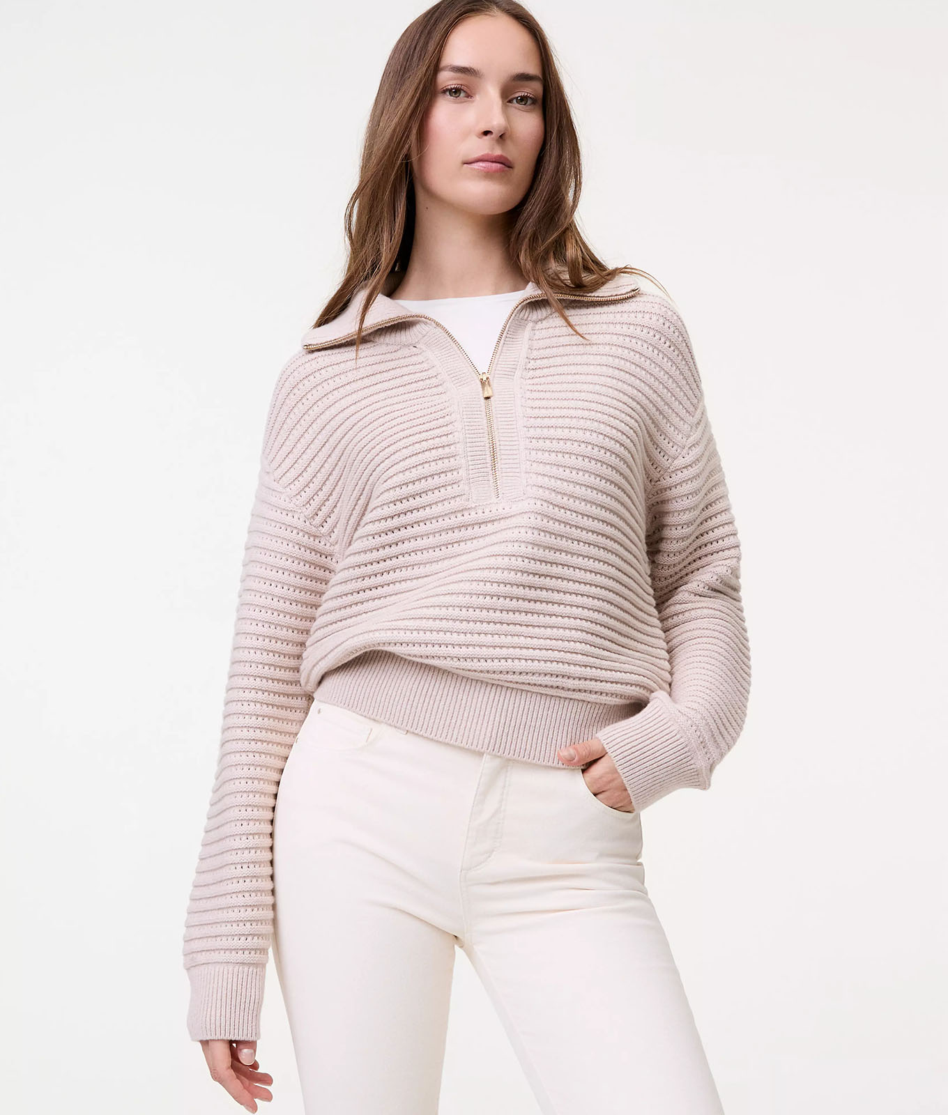 The Ann Taylor Weekend Collection Half-Zip Sweater.