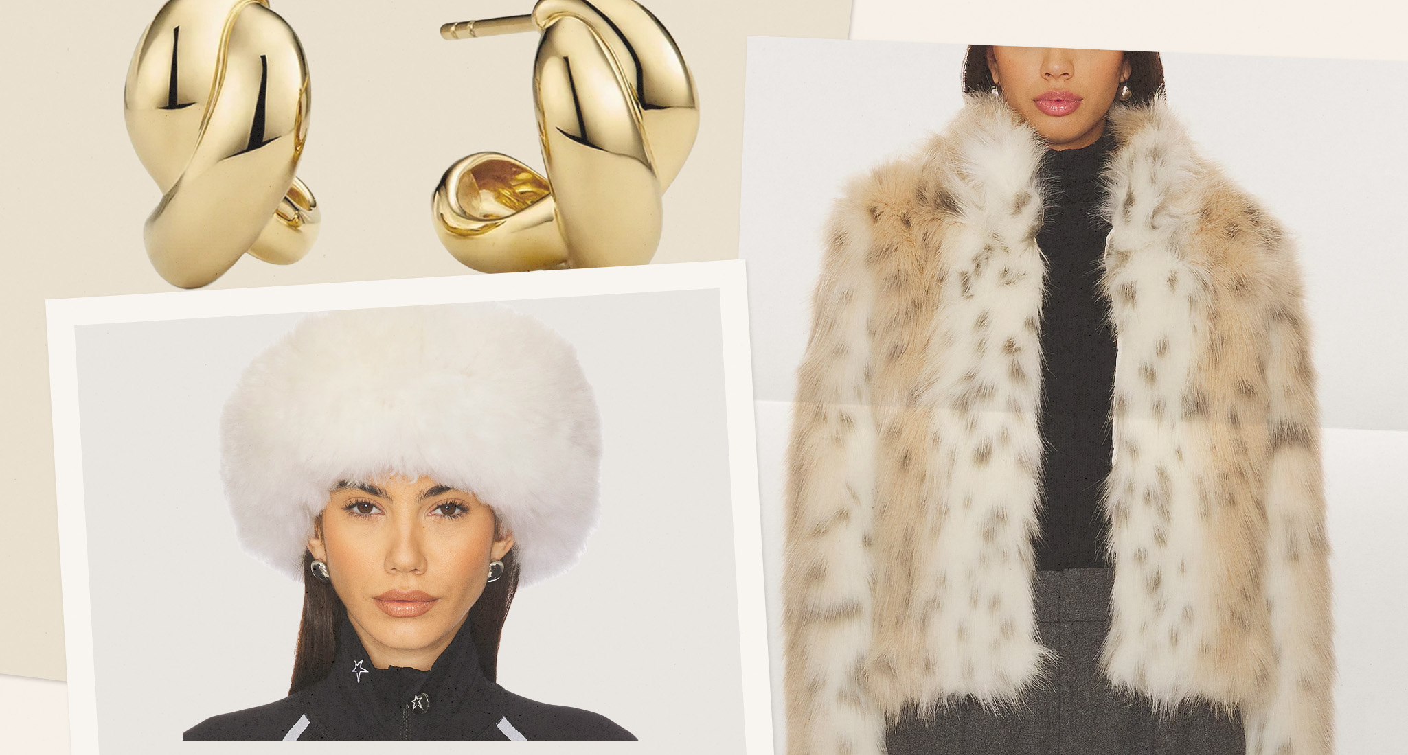 Apres Ski Glam: Fur coat, fur hat, gold earrings