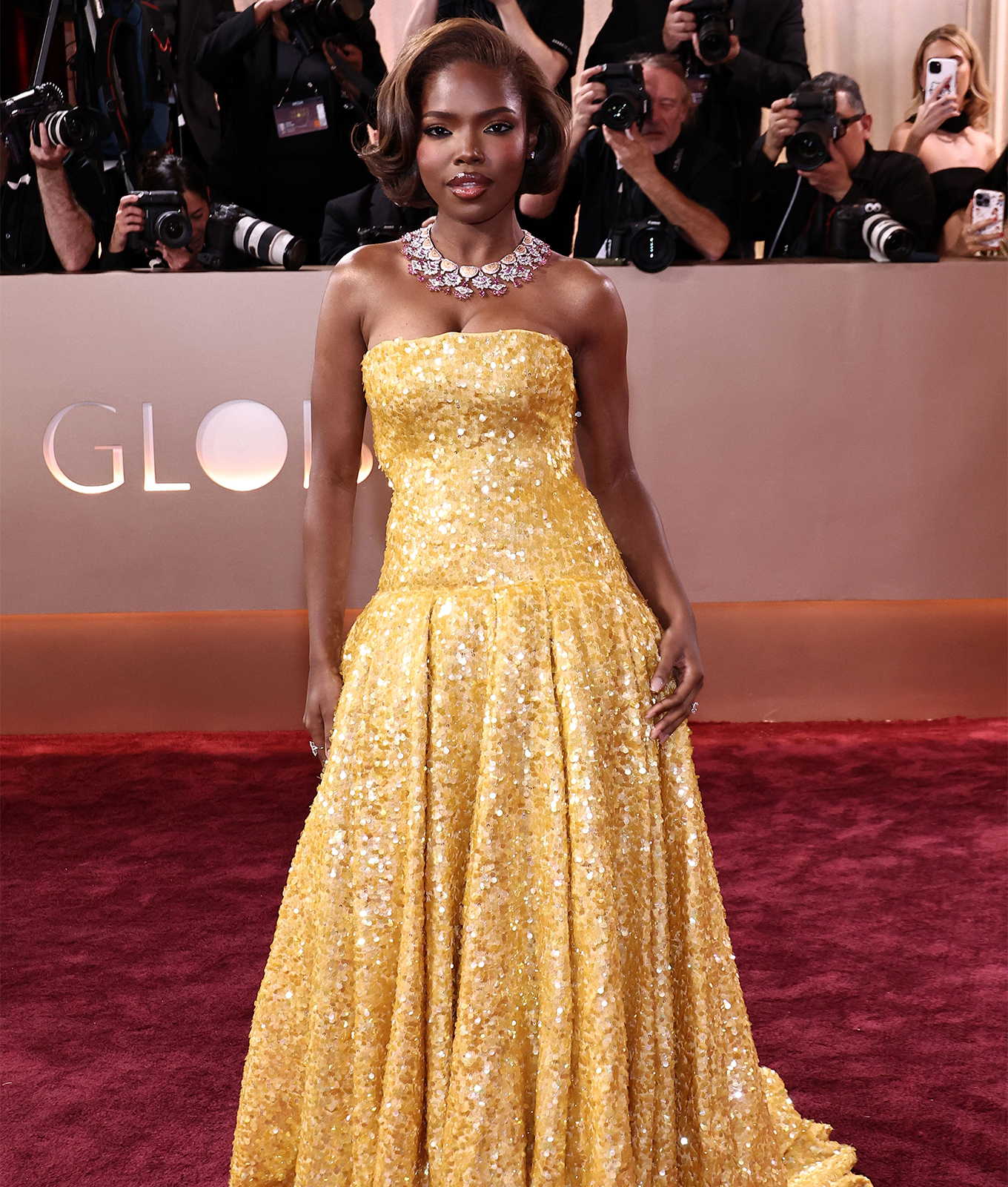 golden globes 2026 primary colors: ryan destiny in balenciaga