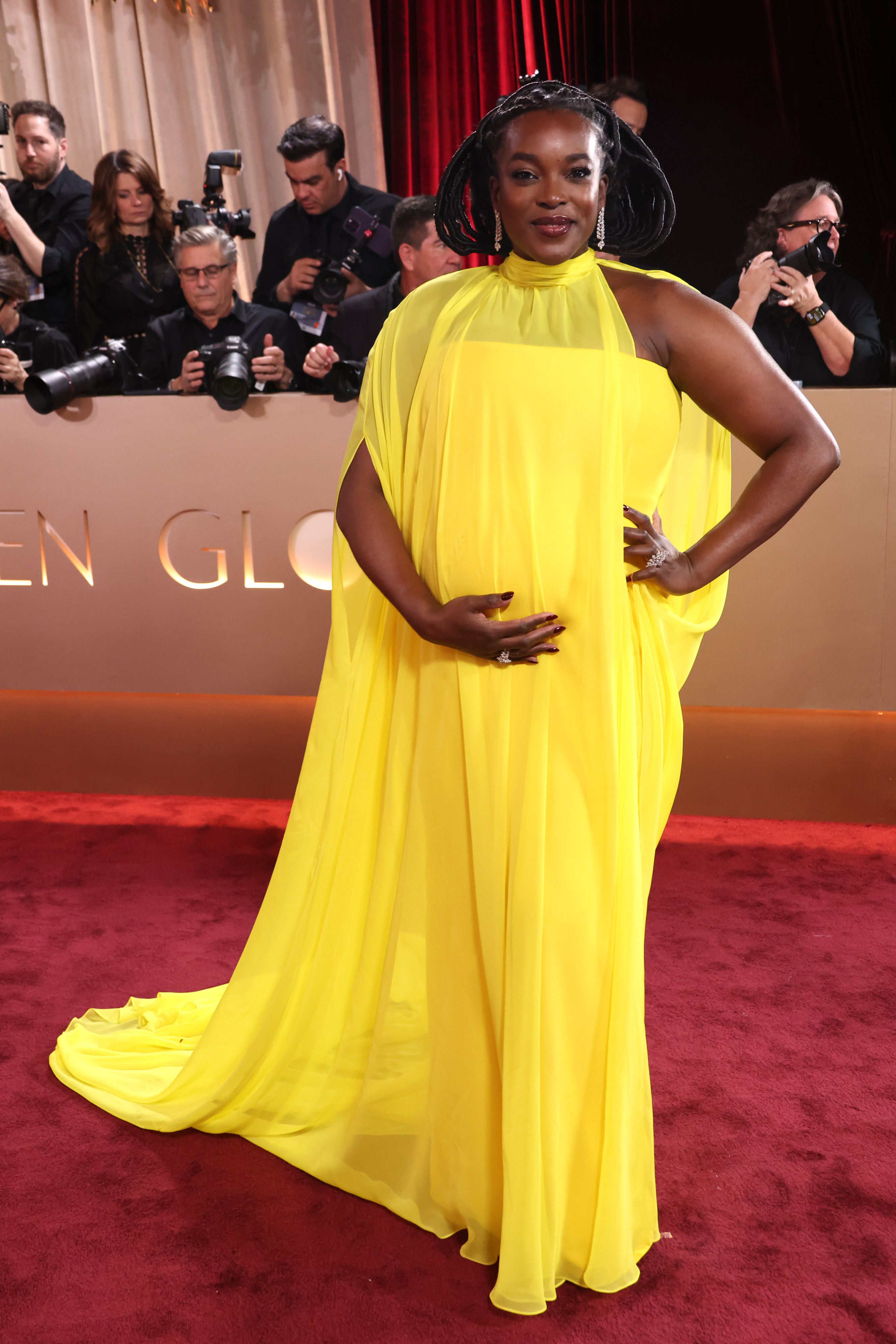 Golden Globes Red Carpet 2026: Wunmi Mosaku in bright yellow gown