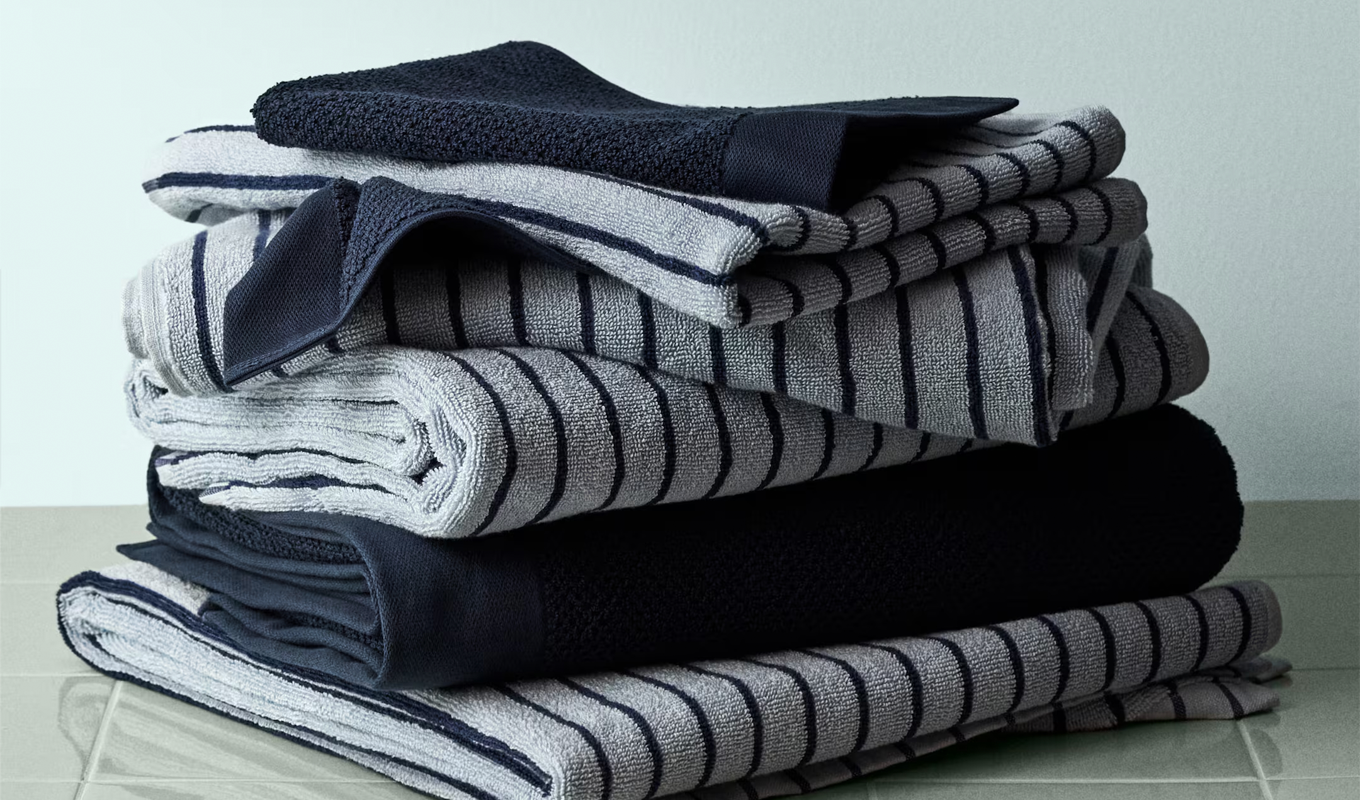 hm striped bath towels