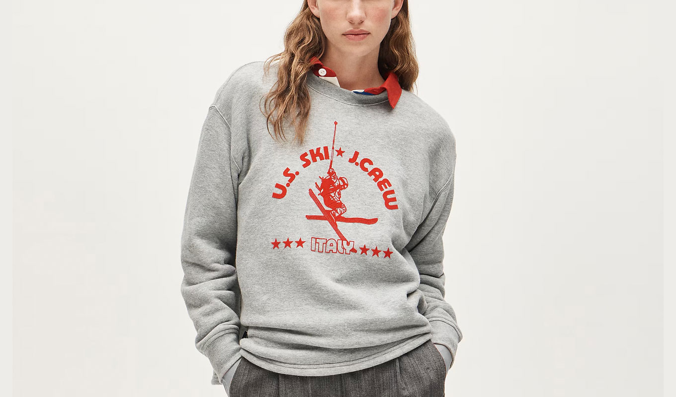 J.Crew x Olympic Ski and Snowboard 2026 Collaboration: Gray Graphic Sweatshirt