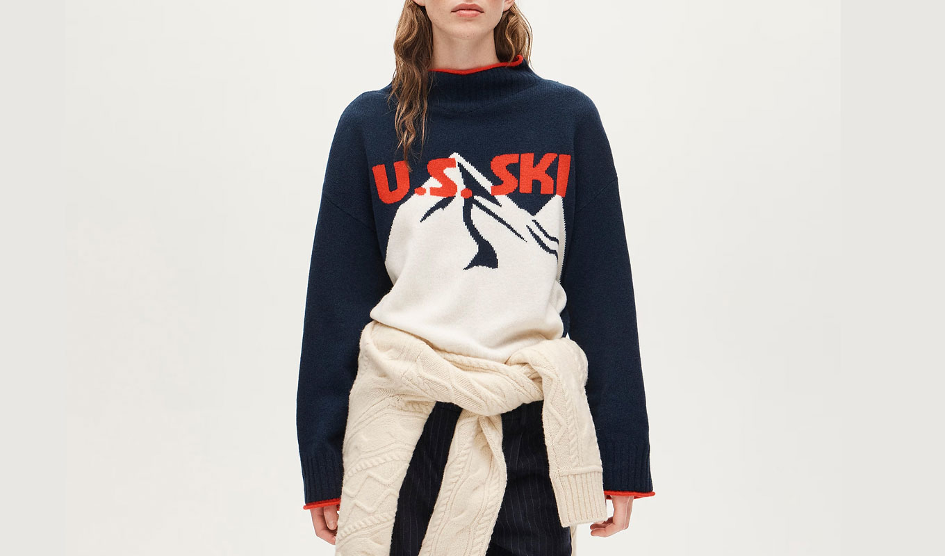 J.Crew x Olympic Ski and Snowboard 2026 Collaboration: Graphic Ski Rollneck Sweater