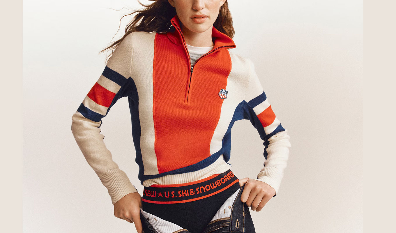 J.Crew x Olympic Ski and Snowboard 2026 Collaboration: Graphic Ski Quarter-Zip