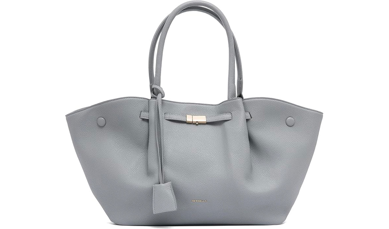 light gray amazon buckle hobo tote