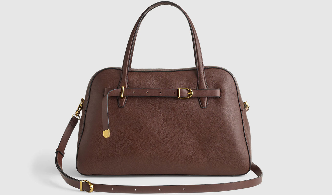 Undone Belted Bags: Madewell brown leather belted satchel