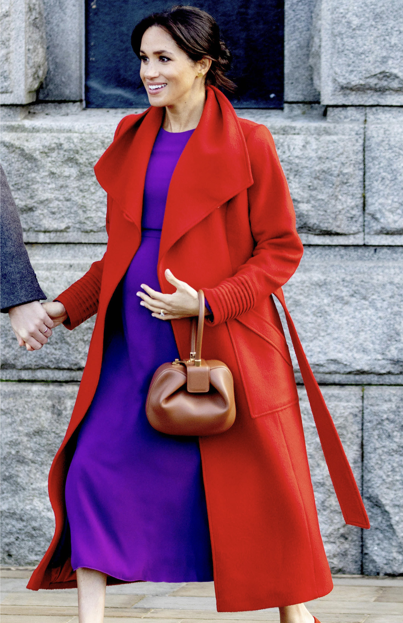 meghan markle sentaler red coat