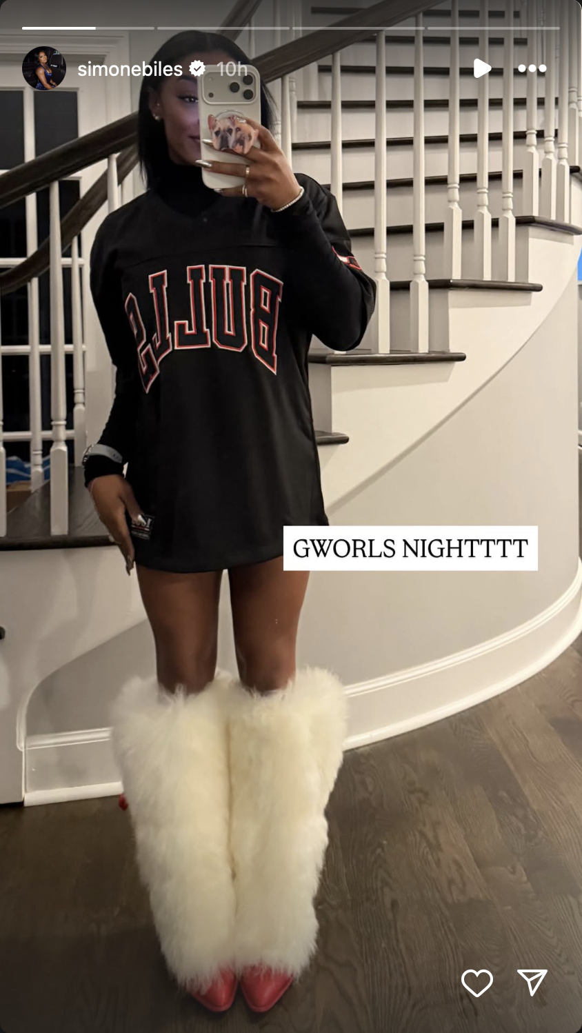 simone biles furry boots