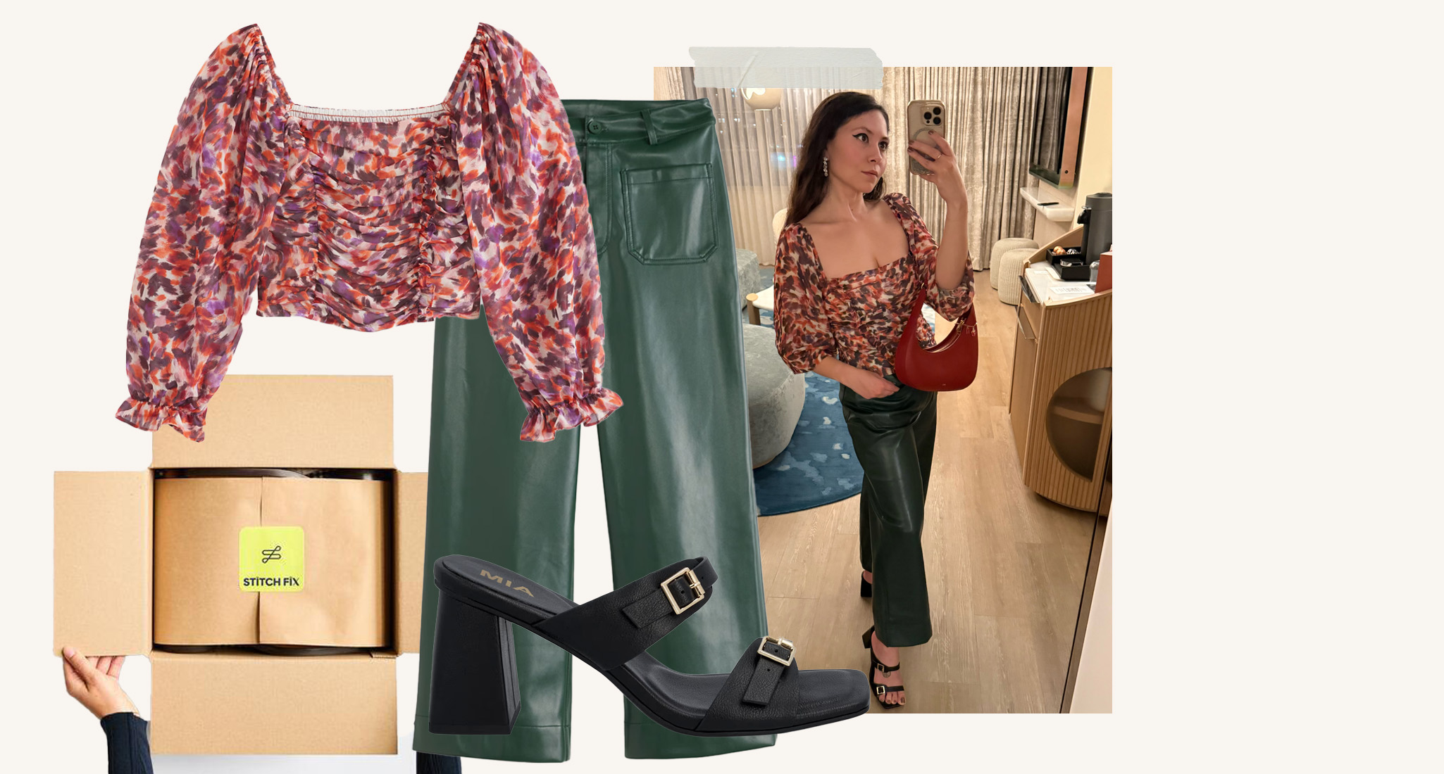 Stitch Fix Petite Review: Outfit collage and original photo of Stephanie Maida