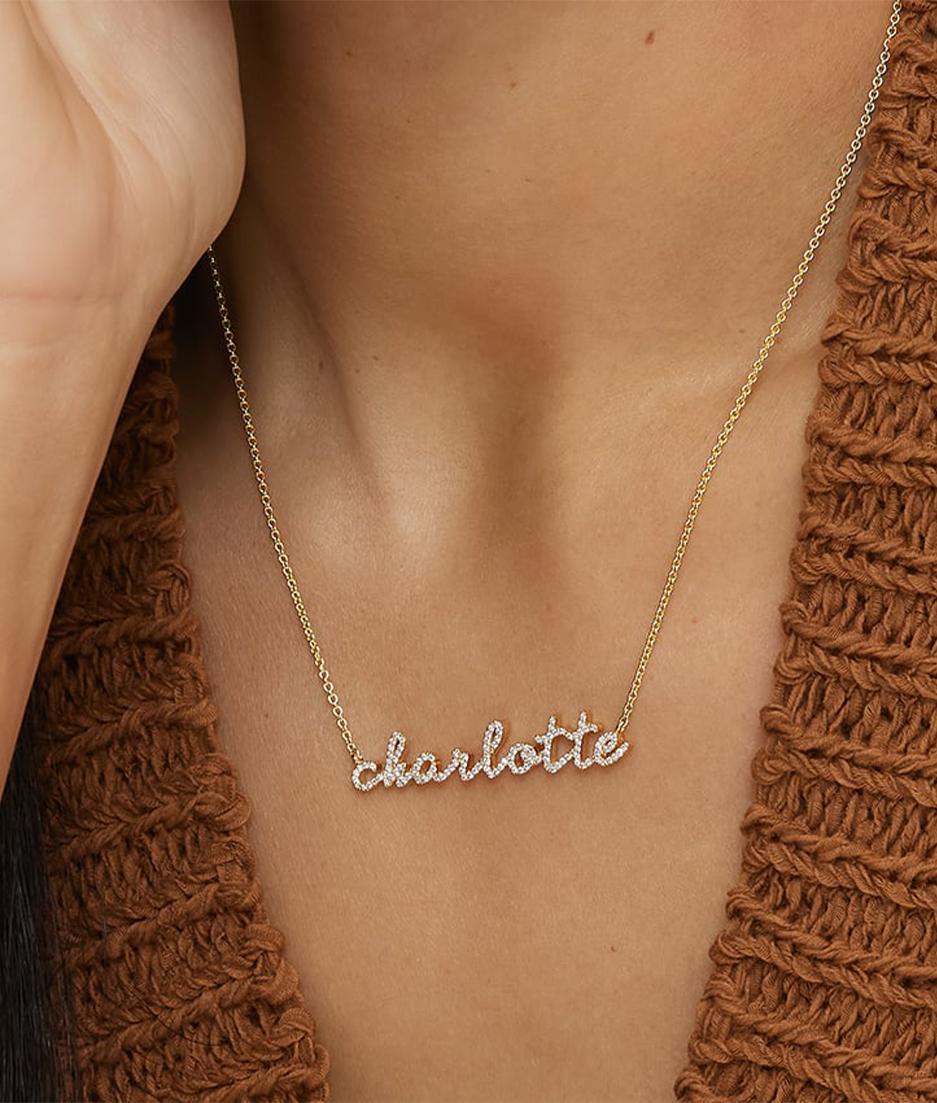 valentine's day jewelry trends: brilliant earth name necklace