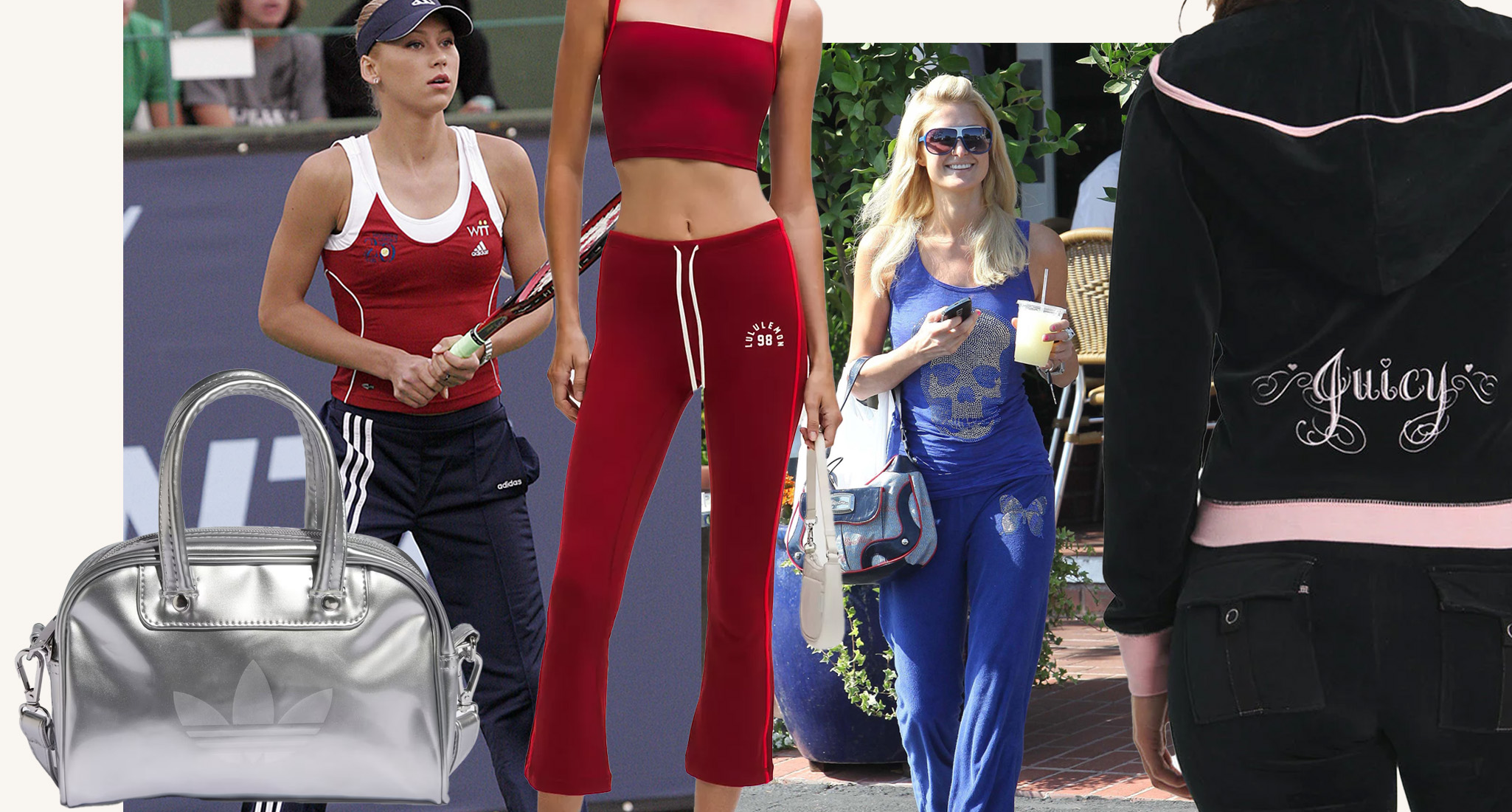 2000s Athleisure Trend: Anna Kournikova, Paris Hilton, lululemon, Juicy Couture, Adidas bag
