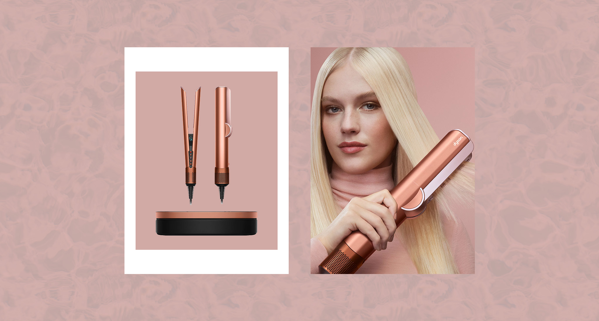 The Dyson Amber Silk Airstrait Wet to Dry Straightener.