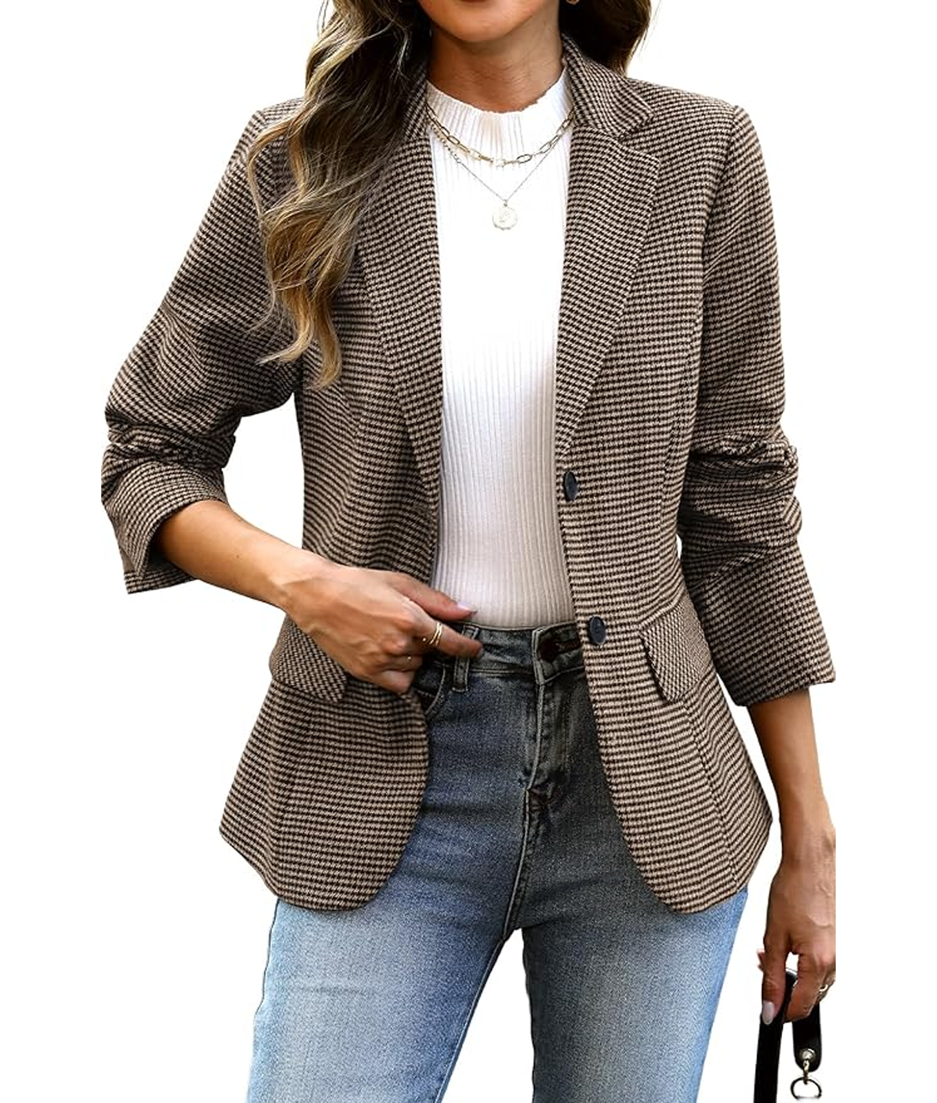 equestrian fashion houndstooth blazer