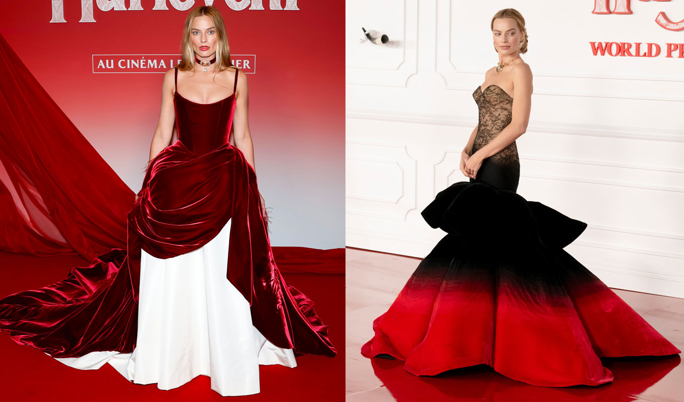 margot robbie wuthering heights premiere gowns