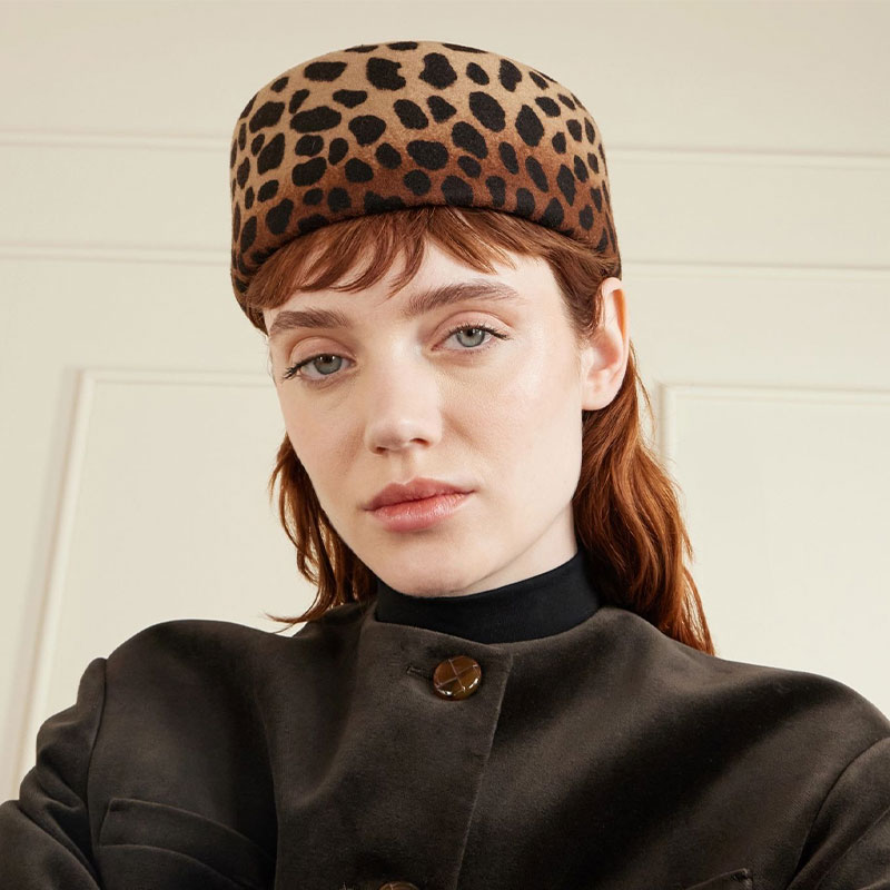 nyfw trends 2026 leopard print pillbox hat