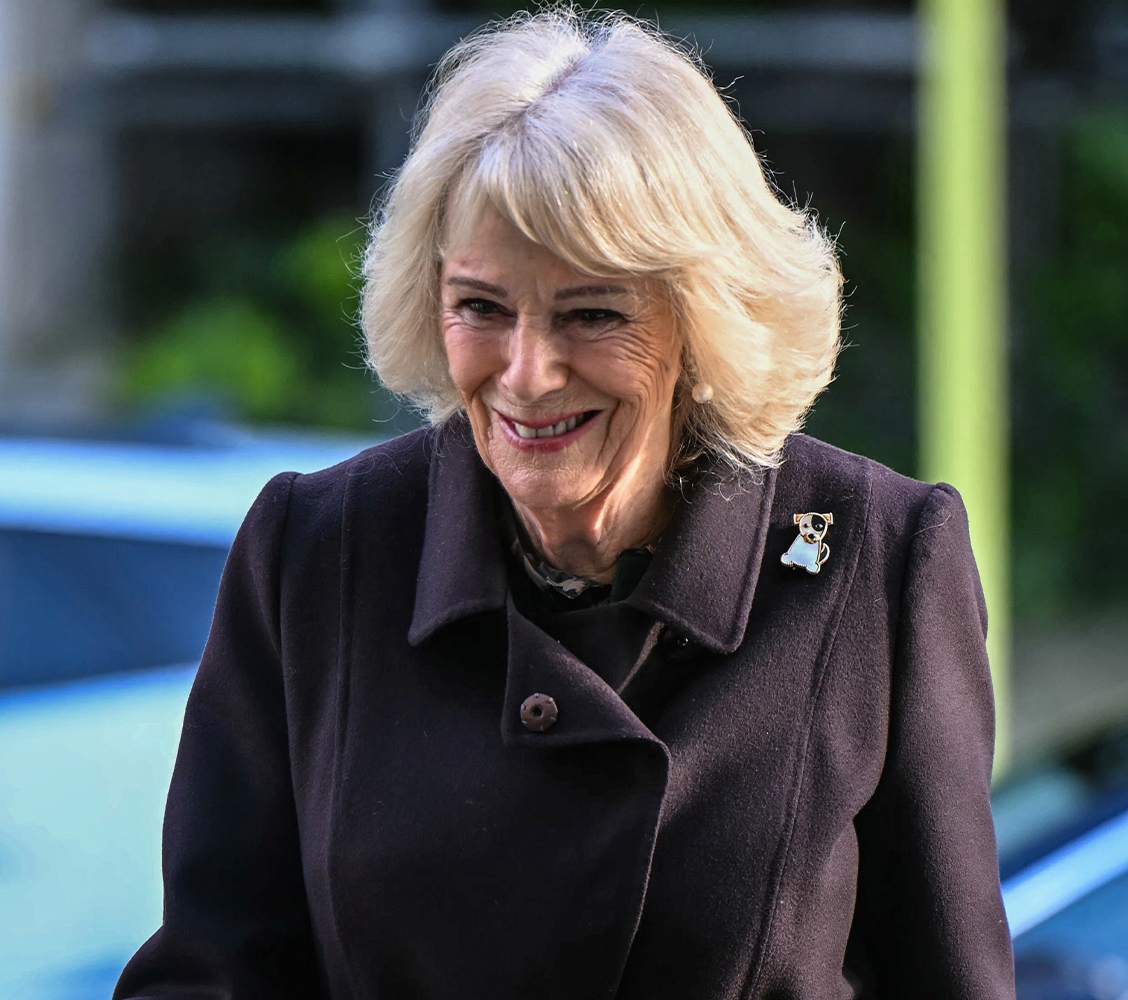 queen camilla dog brooch