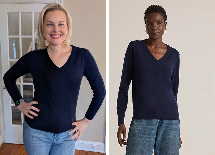 quince cashmere guide: v neck