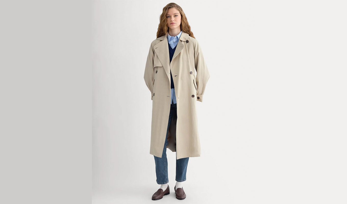 sezane clyde trench alternatives Everlane Drapey Twill Trench