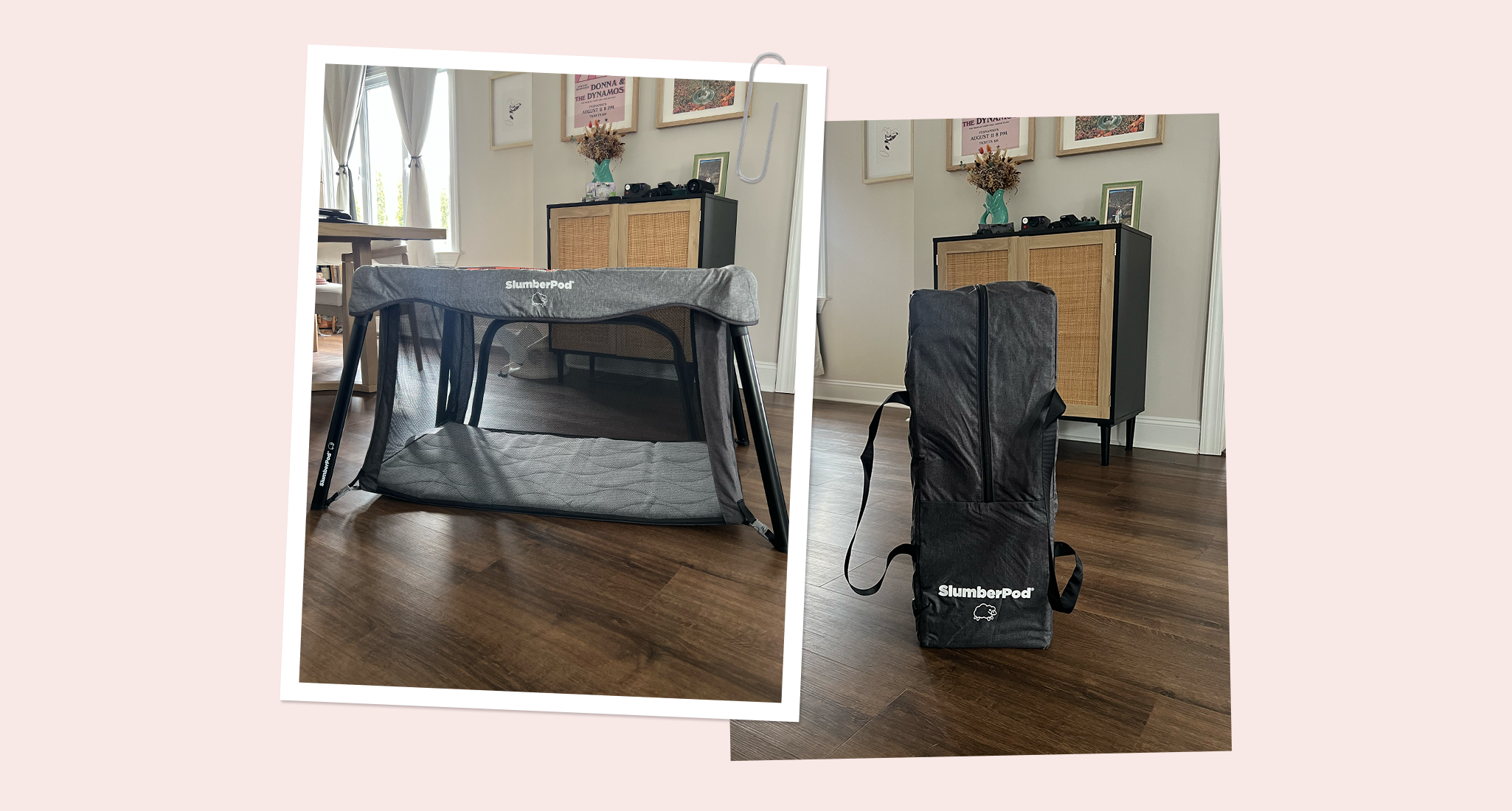 slumbergo travel crib open and in backpack