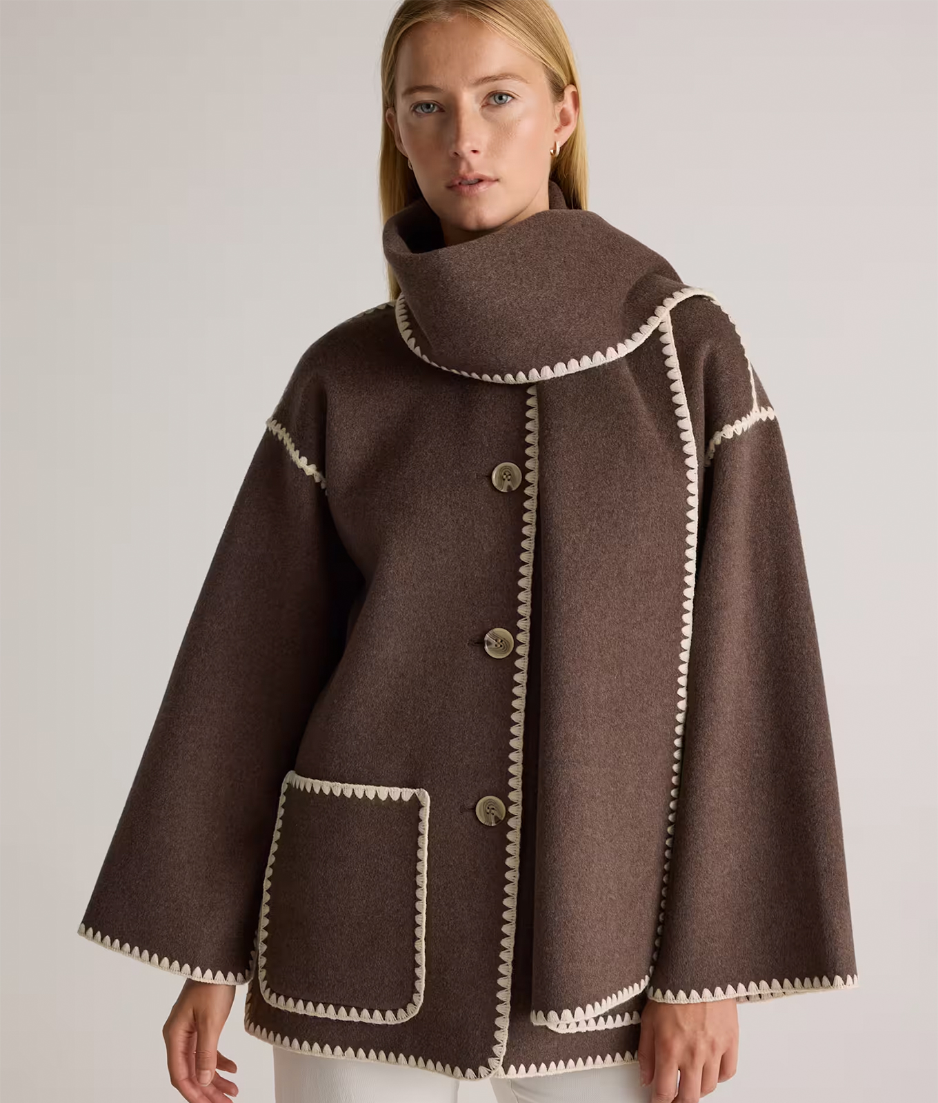 wool coats for extreme cold: quince scarf coat