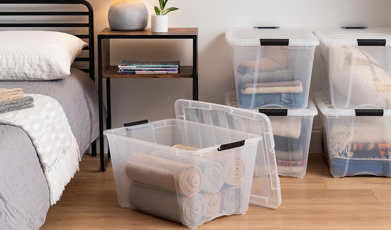 The Iris Stackable Plastic Storage Bins.