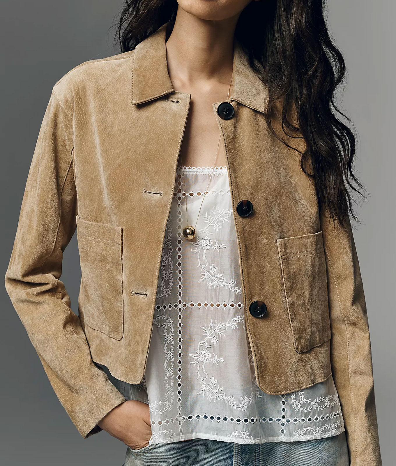 anthropologie suede jacket